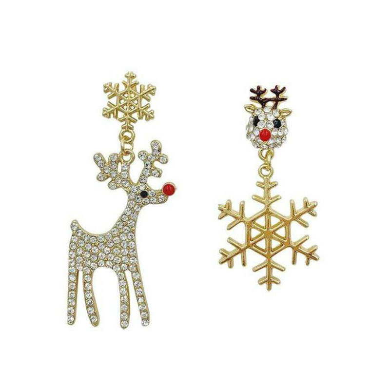 Fashion New Christmas Earrings Snowflake Elk Asymmetric Earrings display picture 5
