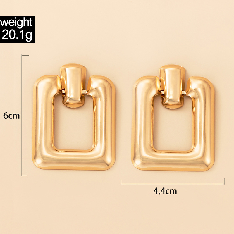 New Fashion Simple Geometric Square Hollow Alloy Earrings display picture 1