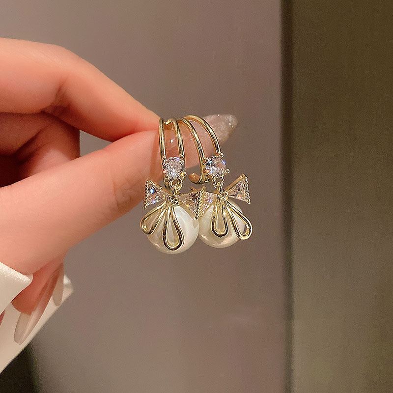 Korean Style Alloy Water Droplets Earrings Daily Inlaid Zircon Zircon Drop Earrings As Picture display picture 4