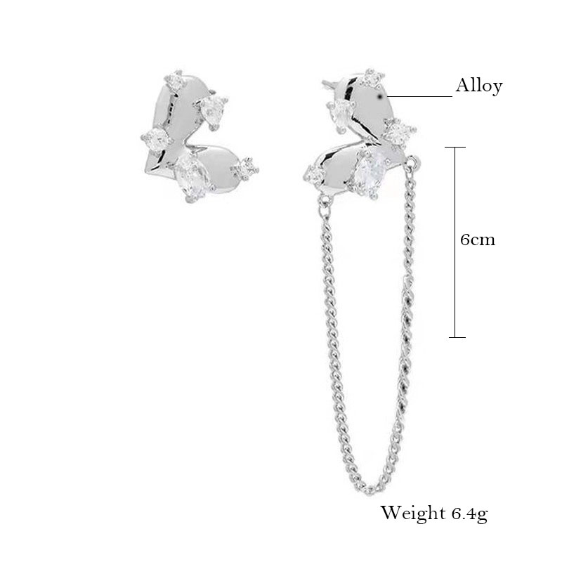 Fashion Alloy Heart Earrings Daily Diamond Rhinestone Drop Earrings As Picture display picture 1