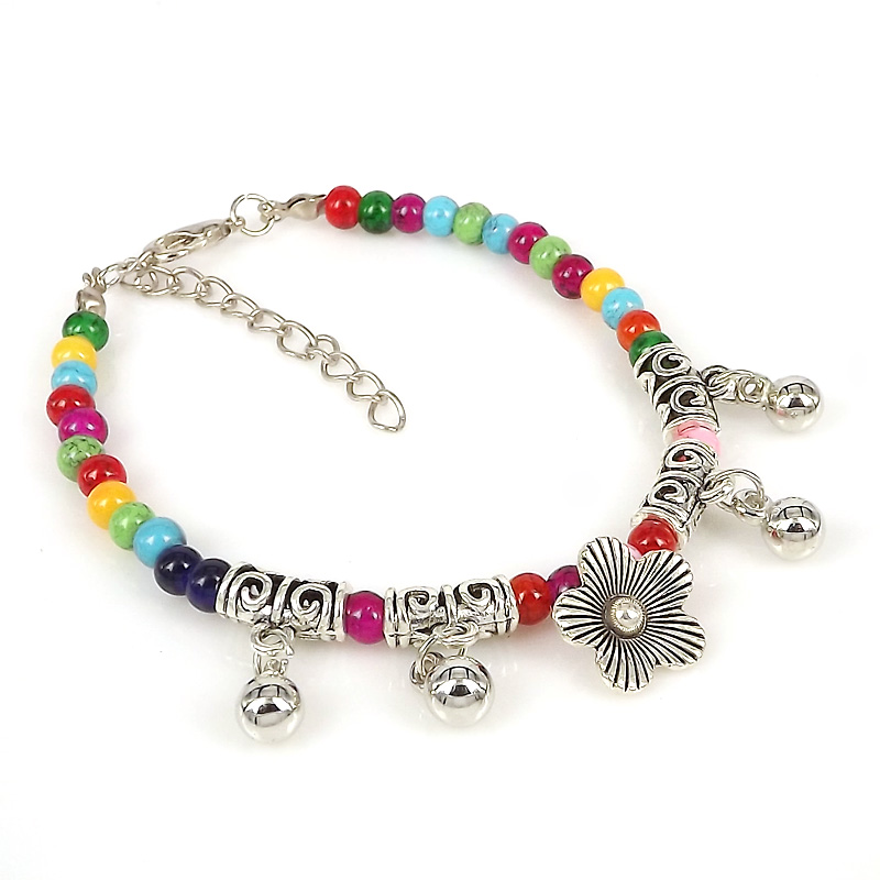 Vintage Glass Colorful Beads Wristband Ethnic Jewelry Women's Alloy Bracelet display picture 1