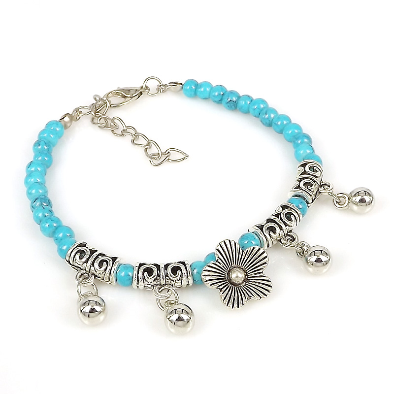 Vintage Glass Colorful Beads Wristband Ethnic Jewelry Women's Alloy Bracelet display picture 4