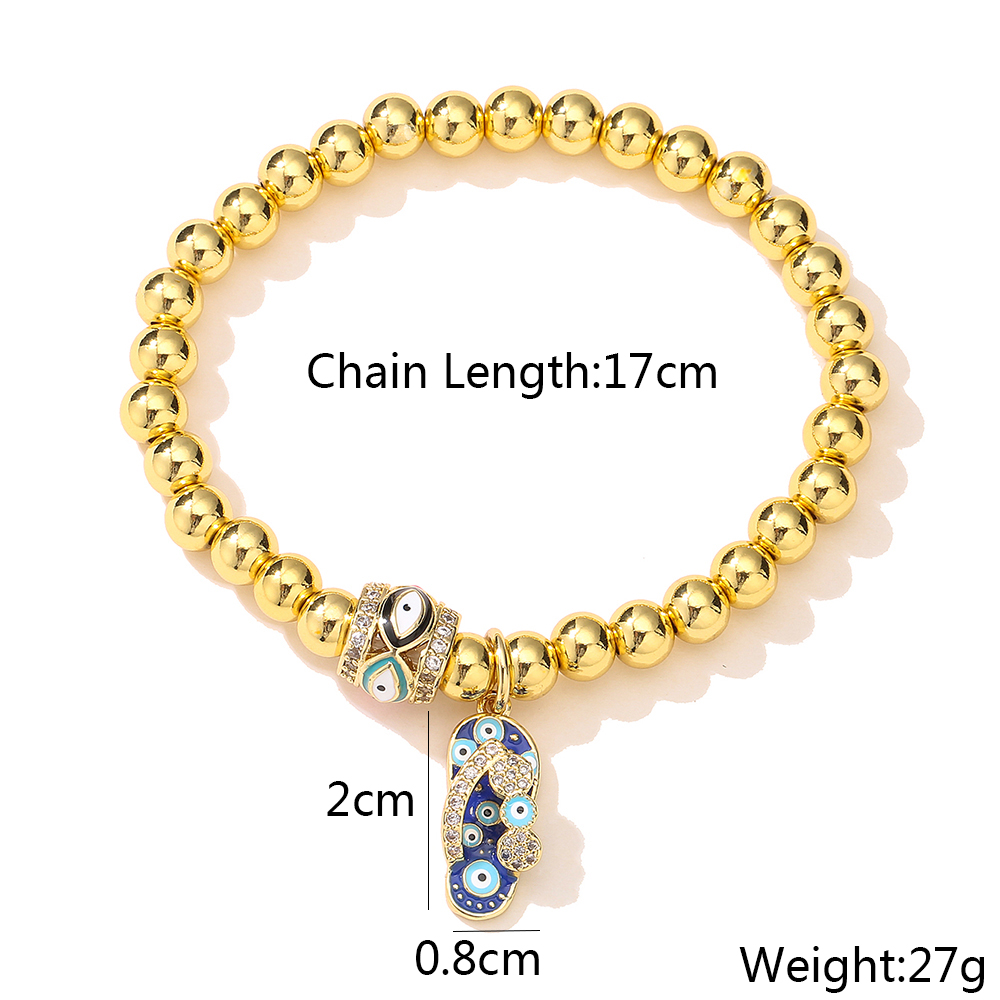 Kreative Kupfer Plattierte 18k Gold Augen Runde Anhänger Perlen Armband display picture 4