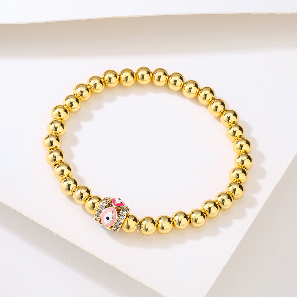 New Style Copper 18k Gold Plating Drop Oil Zircon Devil's Eye Beads Bracelet display picture 1