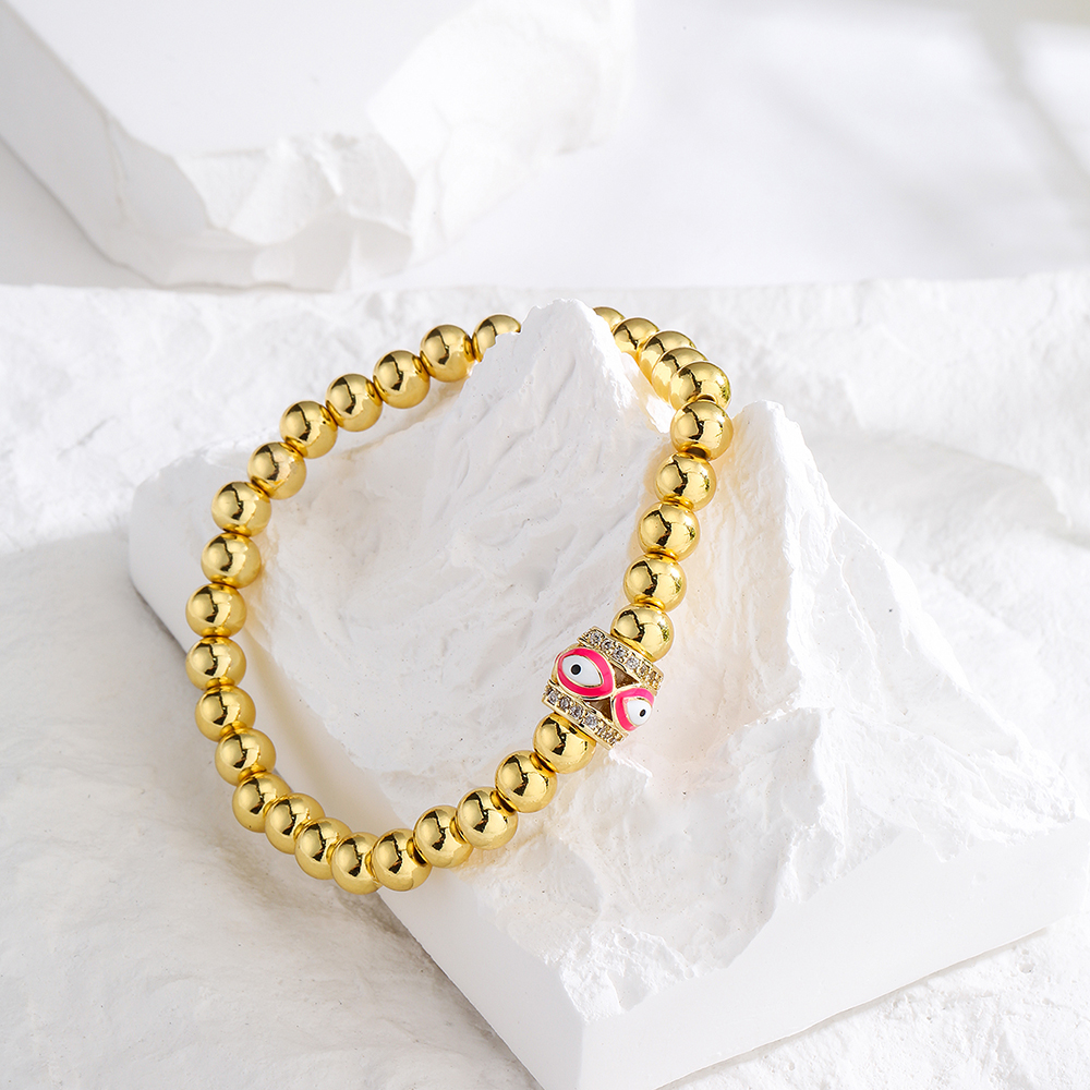 New Style Copper 18k Gold Plating Drop Oil Zircon Devil's Eye Beads Bracelet display picture 3