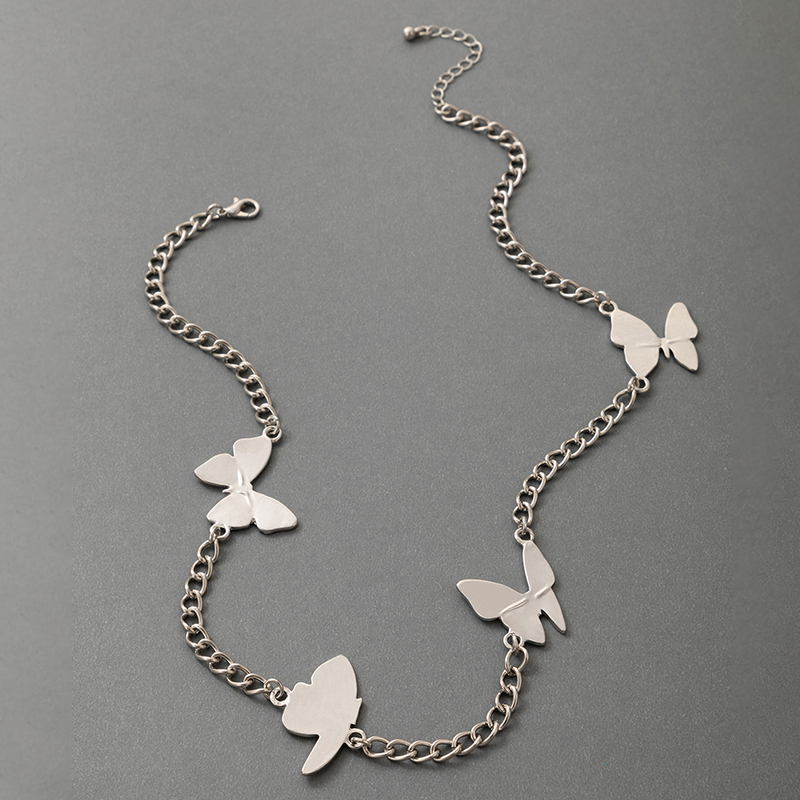 Nueva Moda Simple Mariposa Plata Animal Metal Clavícula Cadena Aleación Collar display picture 4