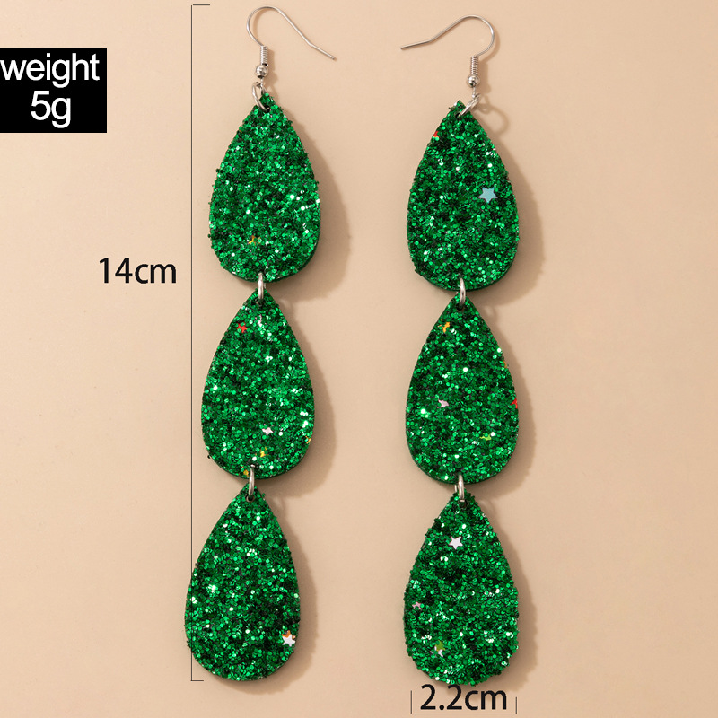 Fashion New Green Sequins Ear Hook Geometric Stars Alloy Earrings display picture 1