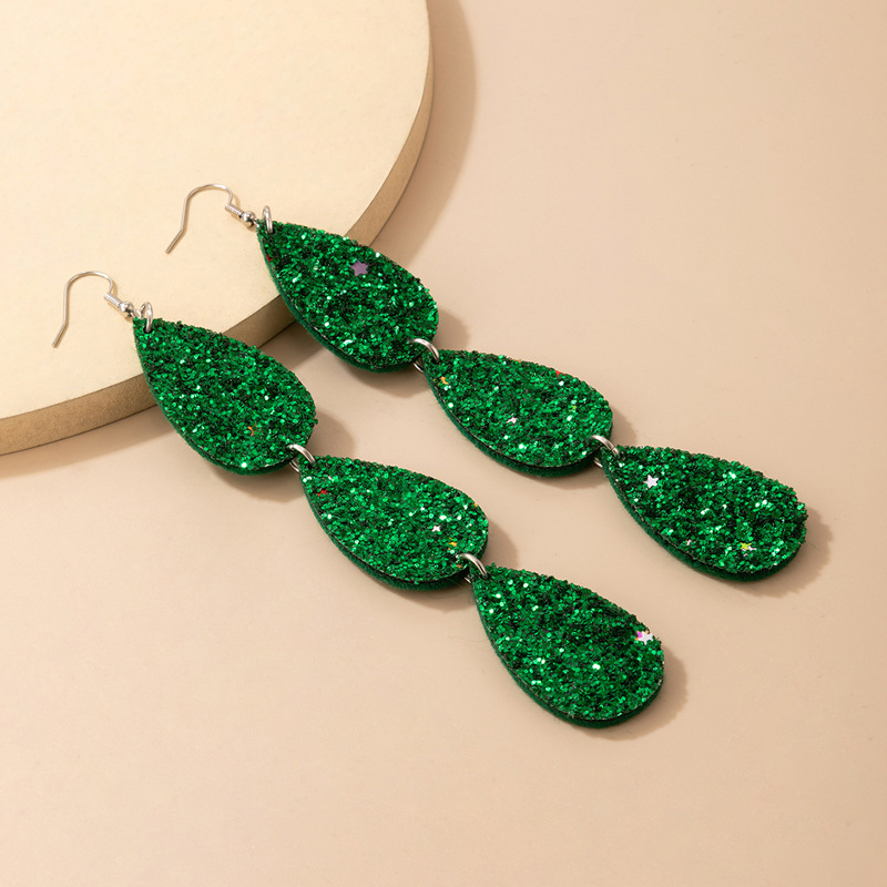 Fashion New Green Sequins Ear Hook Geometric Stars Alloy Earrings display picture 4