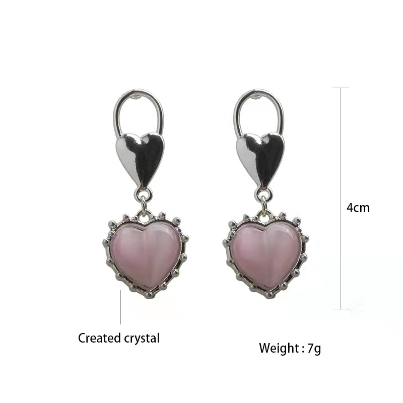 Cool Alloy Heart Earrings Shopping Inlay Opal Drop Earrings As Picture display picture 1
