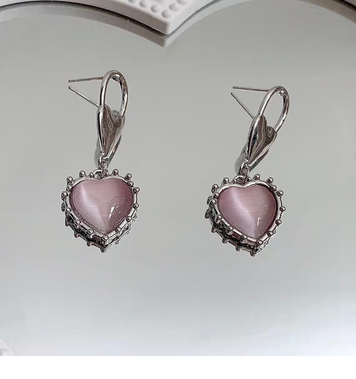 Cool Alloy Heart Earrings Shopping Inlay Opal Drop Earrings As Picture display picture 2