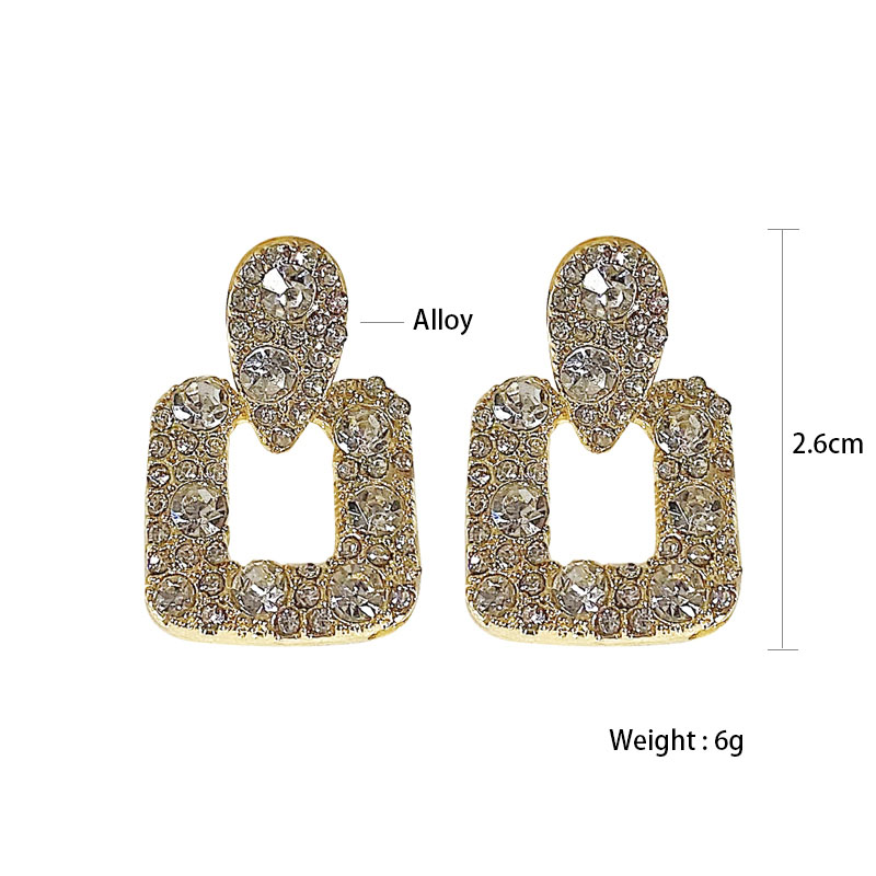 Elegant Alloy Geometric Earrings Shopping Inlay Rhinestones Drop Earrings As Picture display picture 1