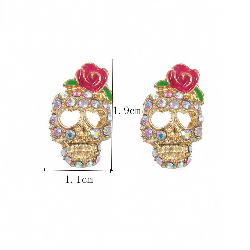 Novelty Design Alloy Skull Earrings Daily Plating Rhinestone Stud Earrings 1 Set display picture 1