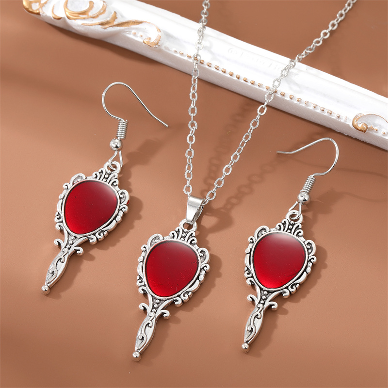 New Punk Style Magic Mirror Pendant Alloy Necklace Earrings Set display picture 1