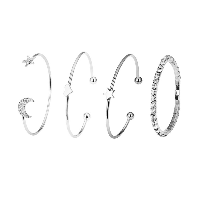 Fashion Simple Style Star Moon Heart Shape Alloy Plating Diamond Artificial Diamond Bangle display picture 8