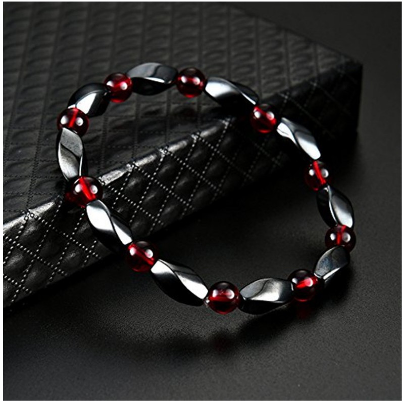 Fashion Hematite Gemstone Beaded New Hand-woven Magnet Bracelet display picture 3