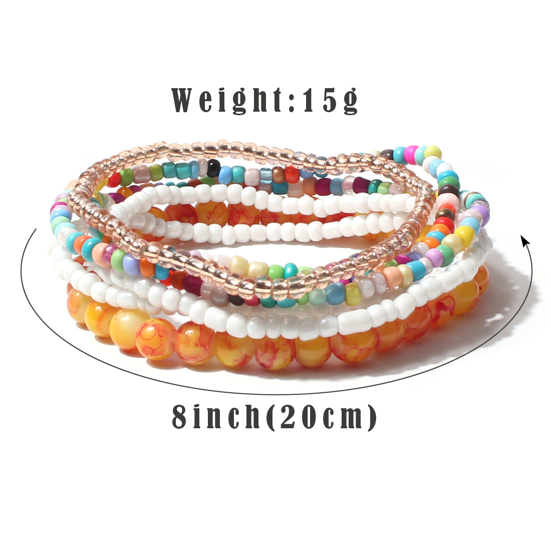 Mehrfarbige Perlen Aus Acryl, Mehr Schicht Iges Damen Armband Im Böhmischen Stil display picture 1
