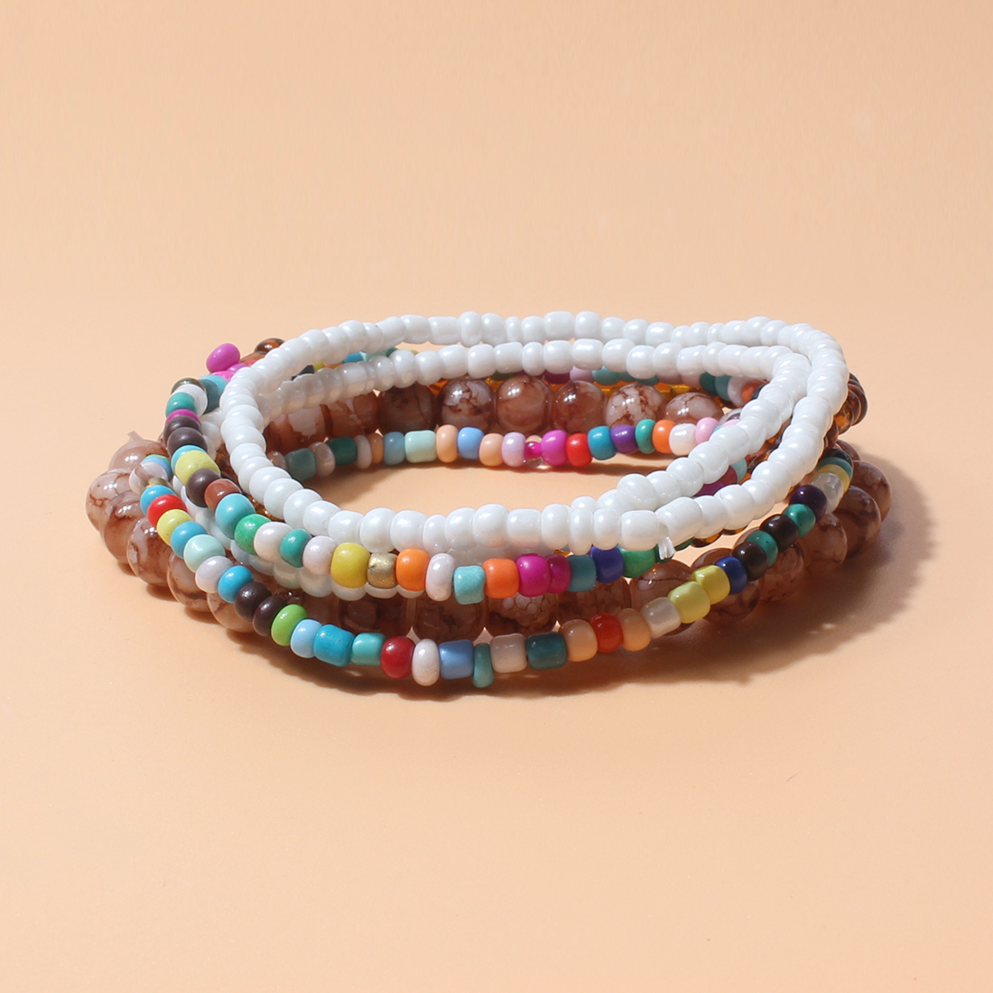 Mehrfarbige Perlen Aus Acryl, Mehr Schicht Iges Damen Armband Im Böhmischen Stil display picture 5