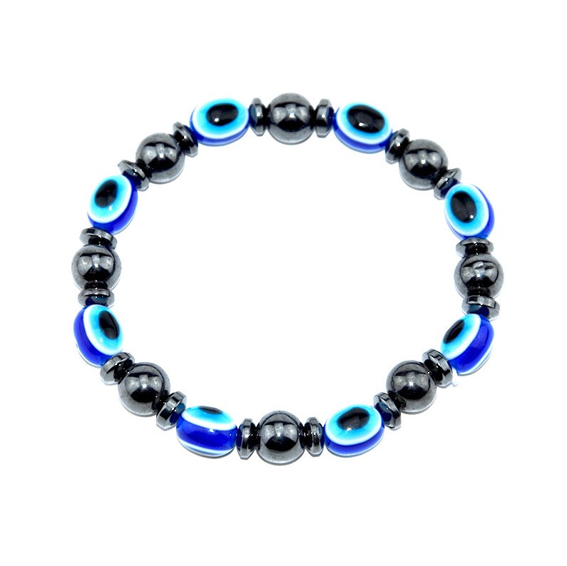 Fashion Ornament Magnet Hematite Eye Shaped Metal Beaded Bracelet display picture 1