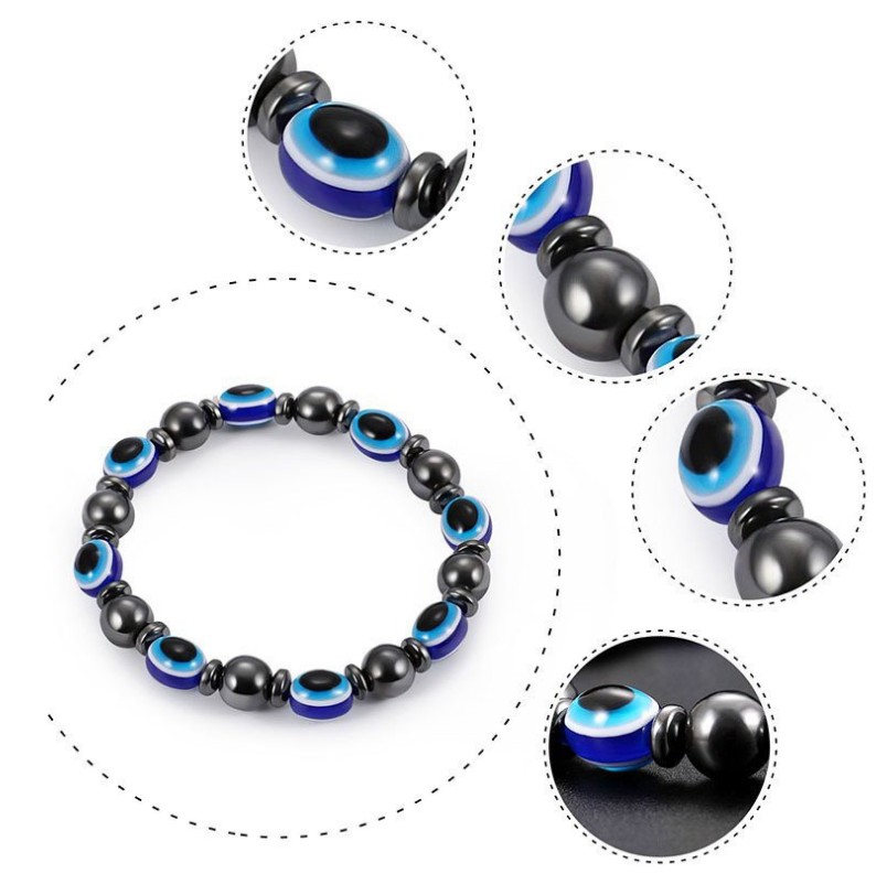 Fashion Ornament Magnet Hematite Eye Shaped Metal Beaded Bracelet display picture 3