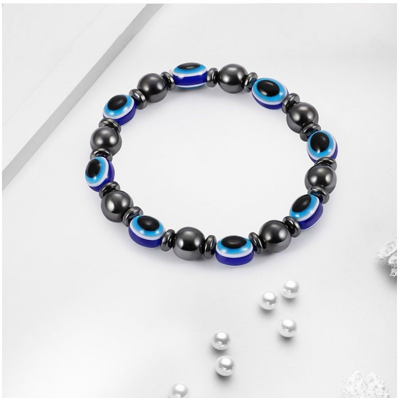 Fashion Ornament Magnet Hematite Eye Shaped Metal Beaded Bracelet display picture 5