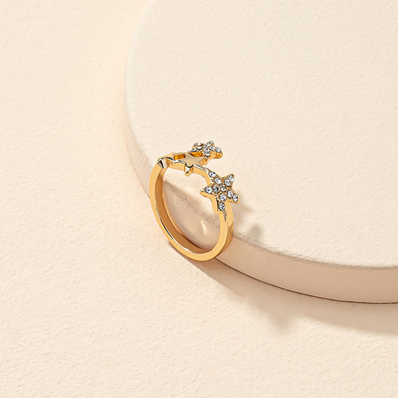 Cinco De Oro De Moda-anillo De Aleación De Diamantes De Imitación Con Incrustaciones De Estrellas display picture 1