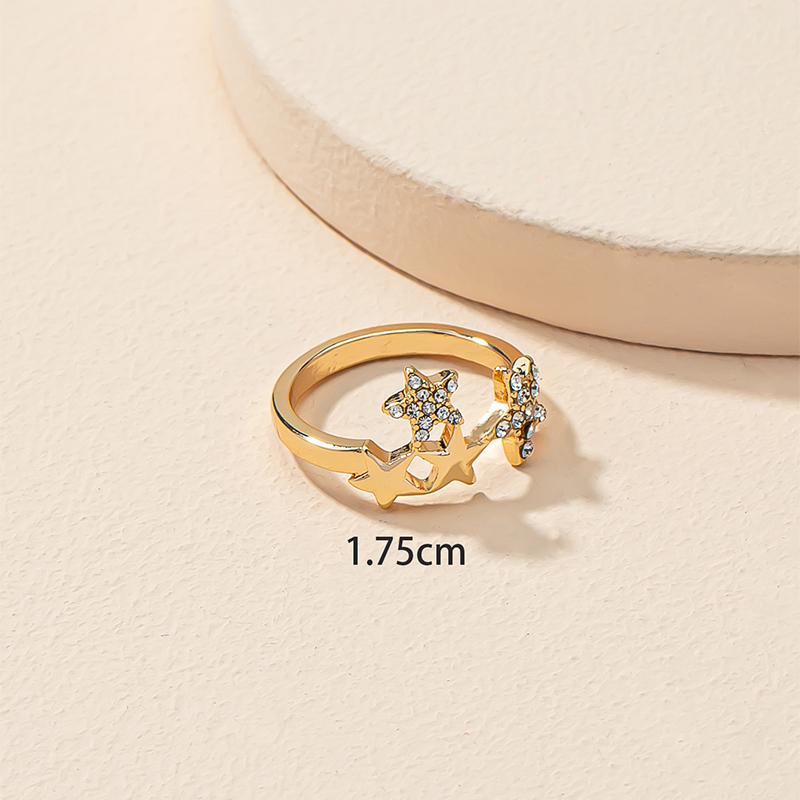Cinco De Oro De Moda-anillo De Aleación De Diamantes De Imitación Con Incrustaciones De Estrellas display picture 2