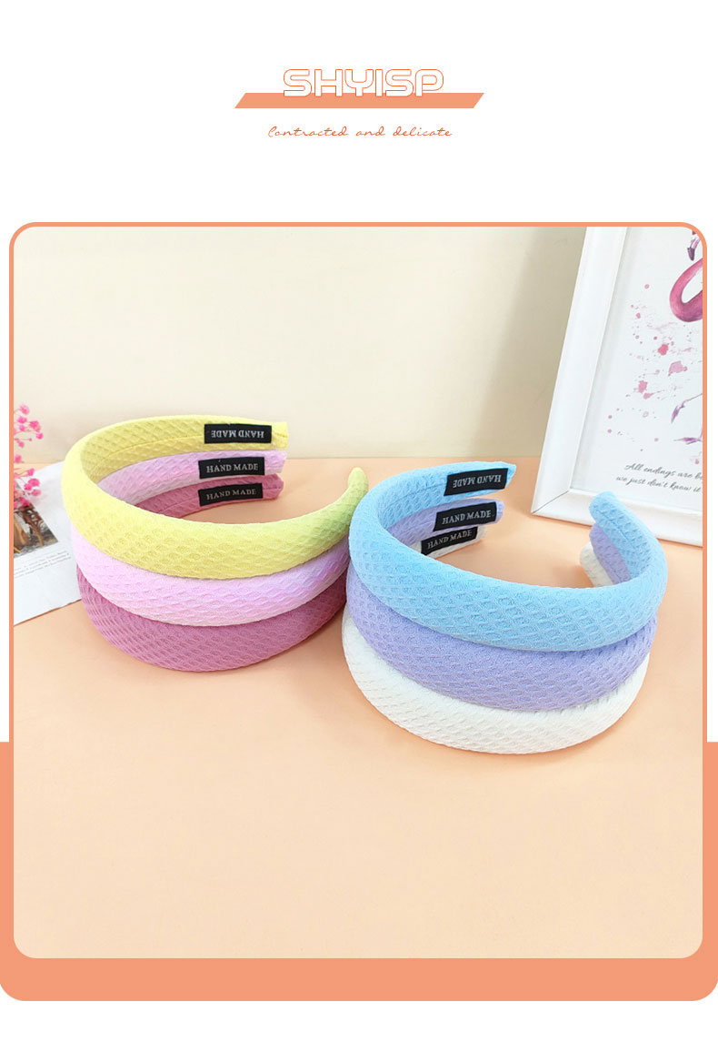 New Style Candy Color Grid Pattern Sponge Headband display picture 1