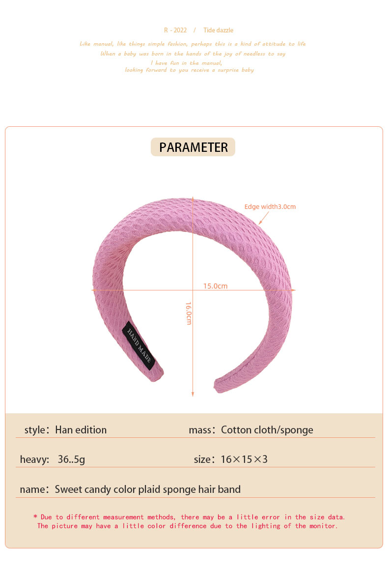 New Style Candy Color Grid Pattern Sponge Headband display picture 2