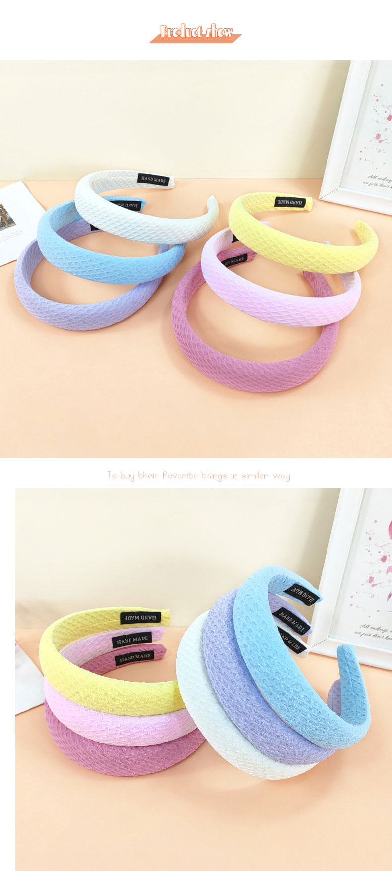 New Style Candy Color Grid Pattern Sponge Headband display picture 4