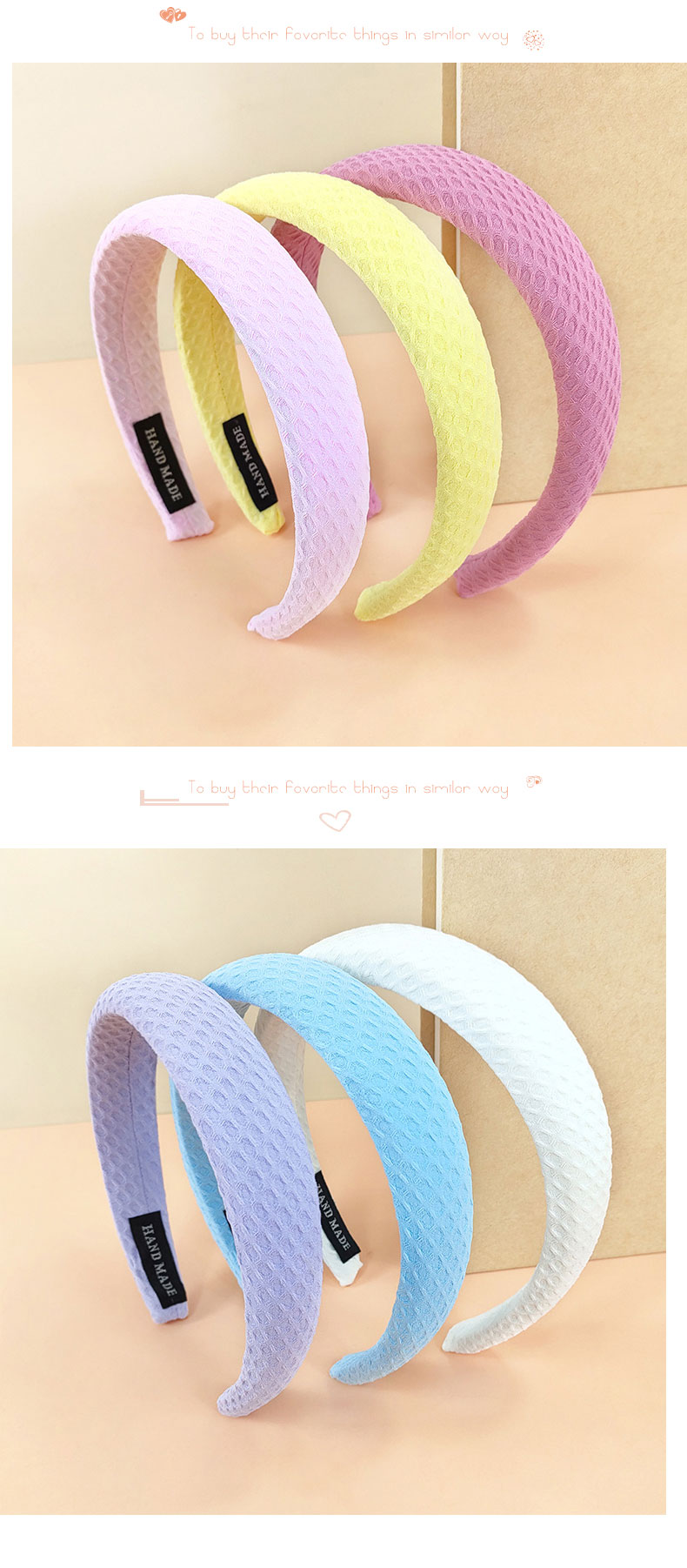 Neue Stil Candy Farbe Grid Muster Schwamm Stirnband display picture 5