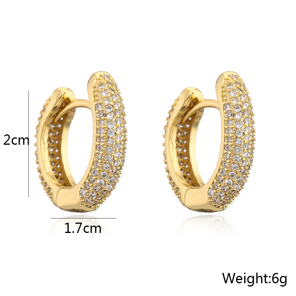 New Style Circle Copper Plating 18k Gold Full Zircon Earrings display picture 4