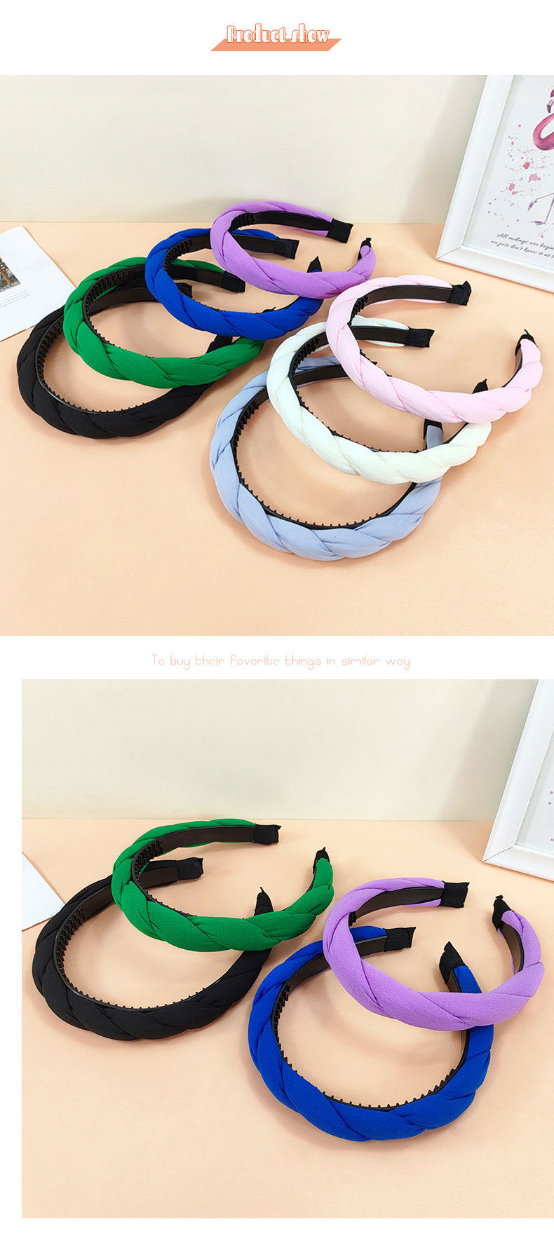 Retro Style Twist Non-slip Solid Color Fabric Headband display picture 4