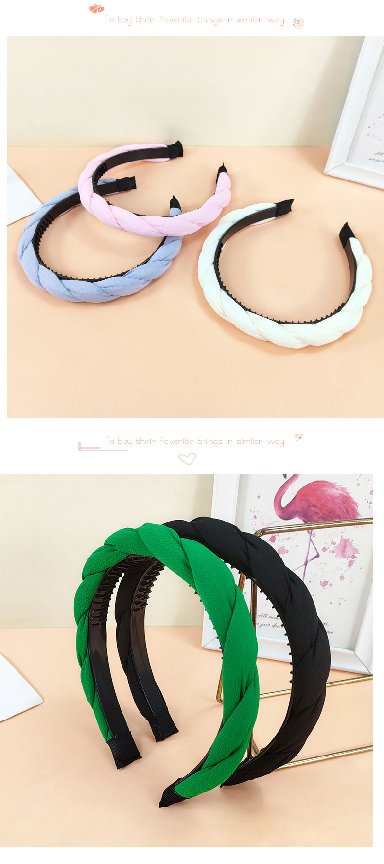 Retro Style Twist Non-slip Solid Color Fabric Headband display picture 5