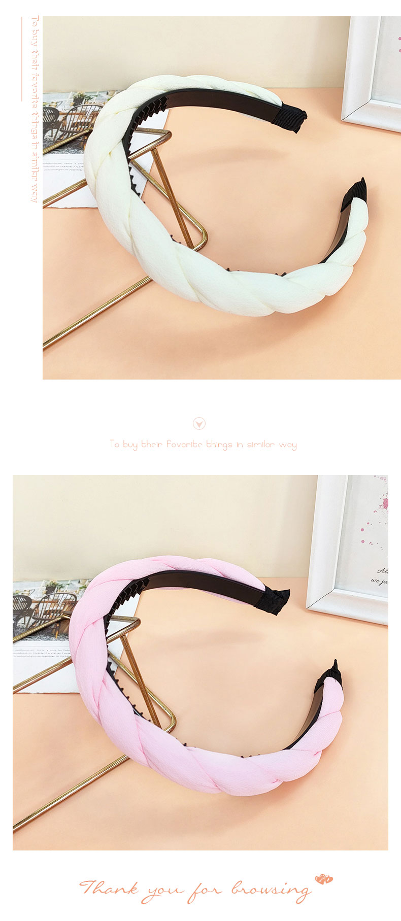 Retro Style Twist Non-slip Solid Color Fabric Headband display picture 7