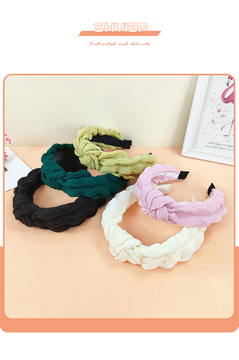 New Style Folded Wide Brim Solid Color Fabric Headband display picture 1
