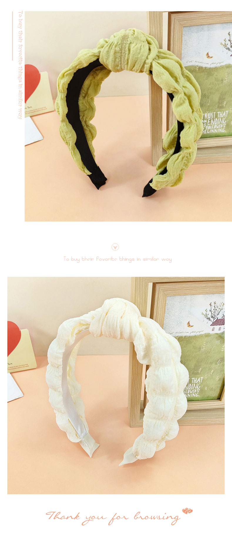 New Style Folded Wide Brim Solid Color Fabric Headband display picture 7