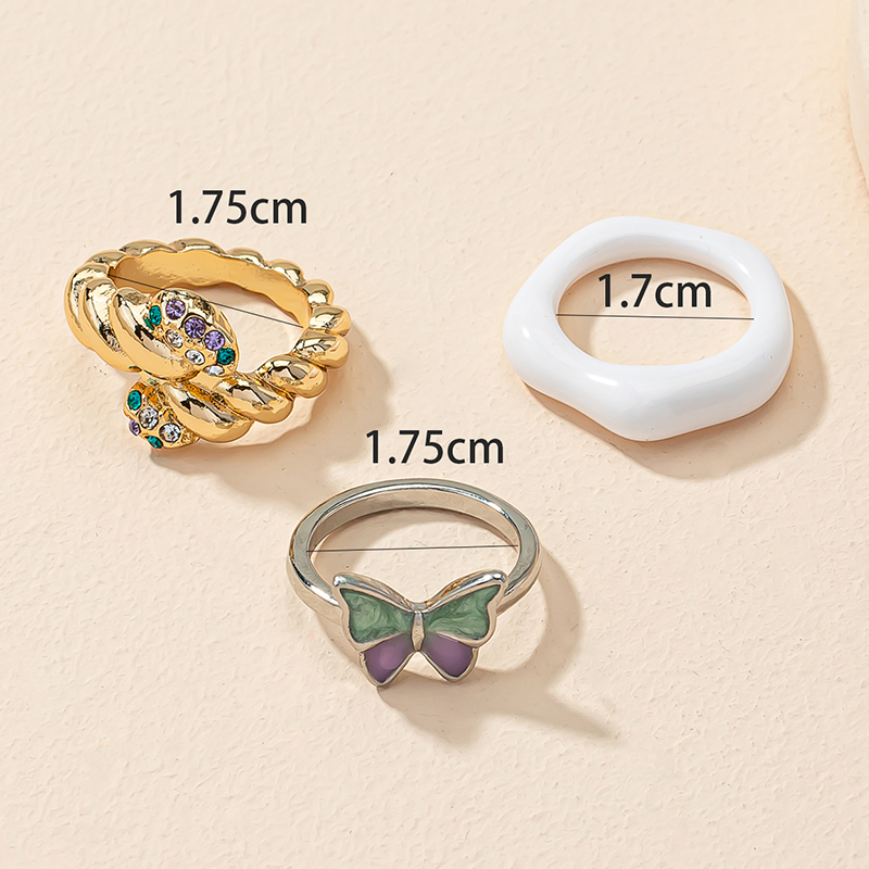 Fashion Ring Set Female Creative Butterfly Resin Geometric Sweet Ring Accessories display picture 3