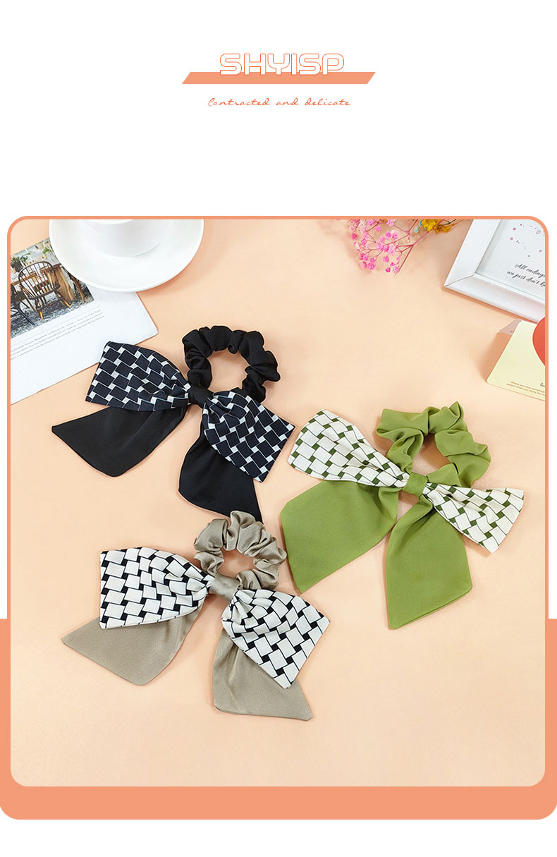 Retro Style Plaid Ribbon Hair Rope Fabric Bow Shape Hair Scrunchies display picture 1