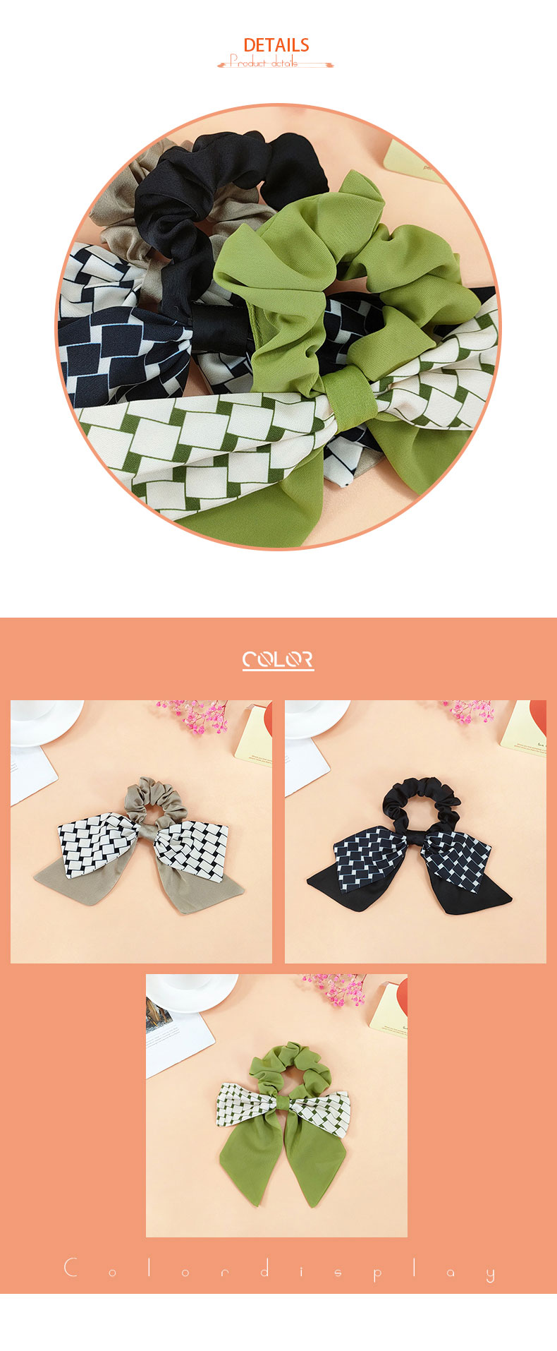 Retro Style Plaid Ribbon Hair Rope Fabric Bow Shape Hair Scrunchies display picture 3