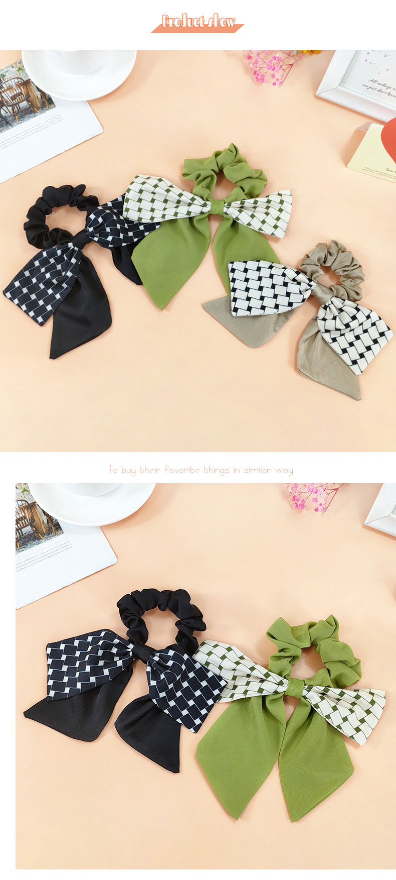 Retro Style Plaid Ribbon Hair Rope Fabric Bow Shape Hair Scrunchies display picture 4