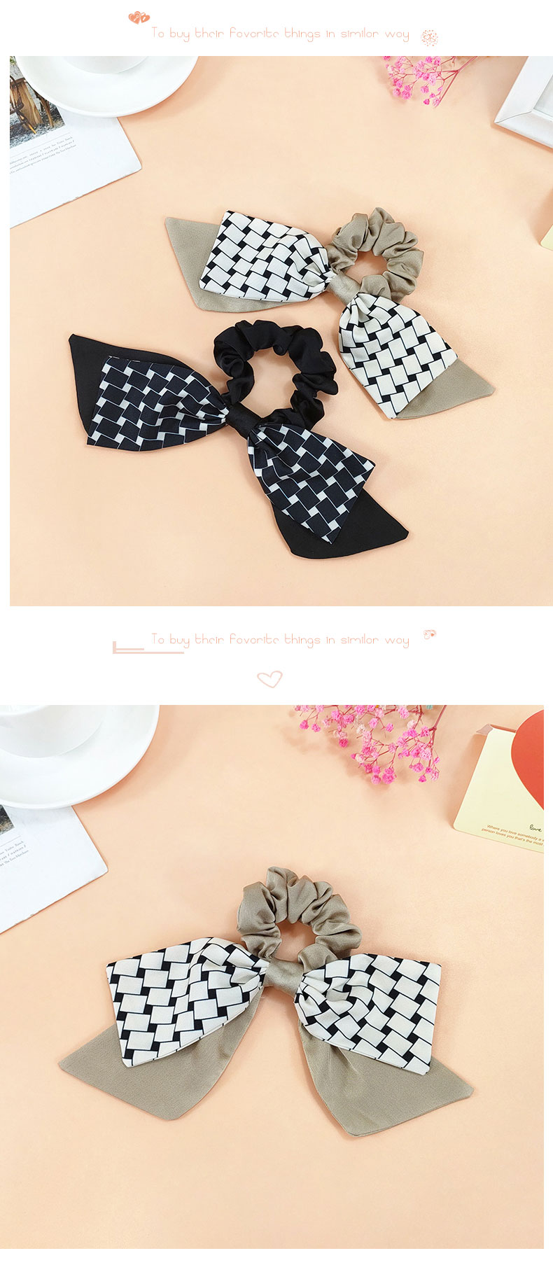 Retro Style Plaid Ribbon Hair Rope Fabric Bow Shape Hair Scrunchies display picture 5