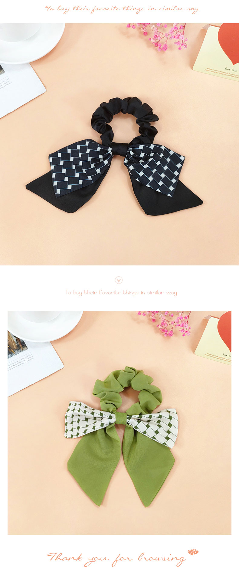 Retro Style Plaid Ribbon Hair Rope Fabric Bow Shape Hair Scrunchies display picture 6