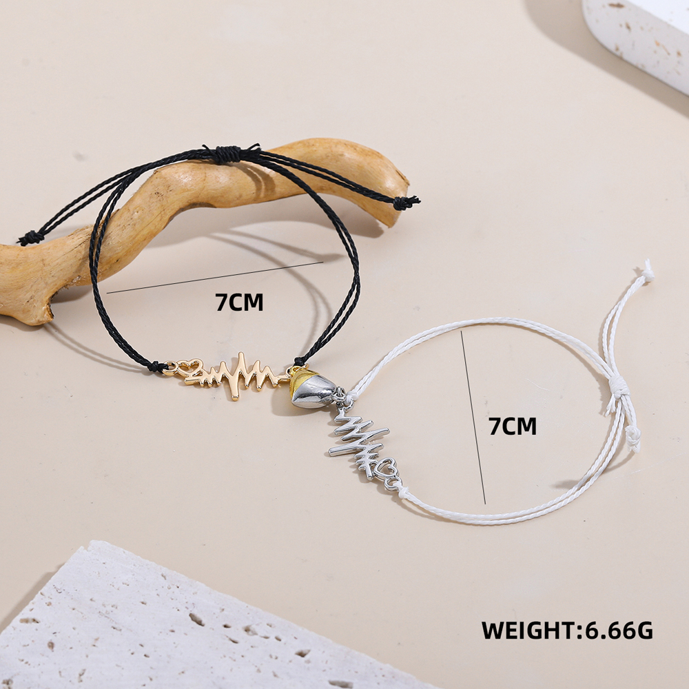 Fashion Creative Heart Ecg Pendant Titanium Steel Couple Bracelet display picture 1