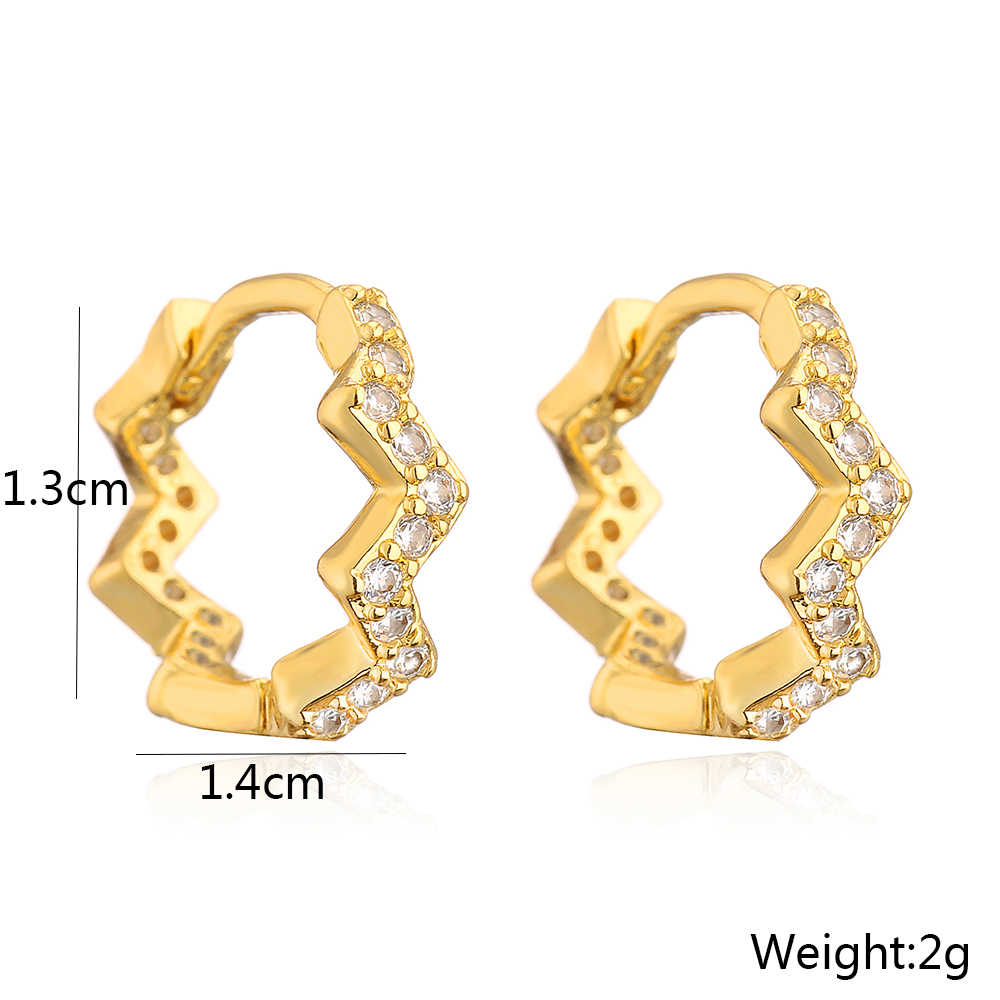 Fashion Irregular Circle Butterfly Wave Copper Plating 18k Gold Zircon Geometric Earrings display picture 4