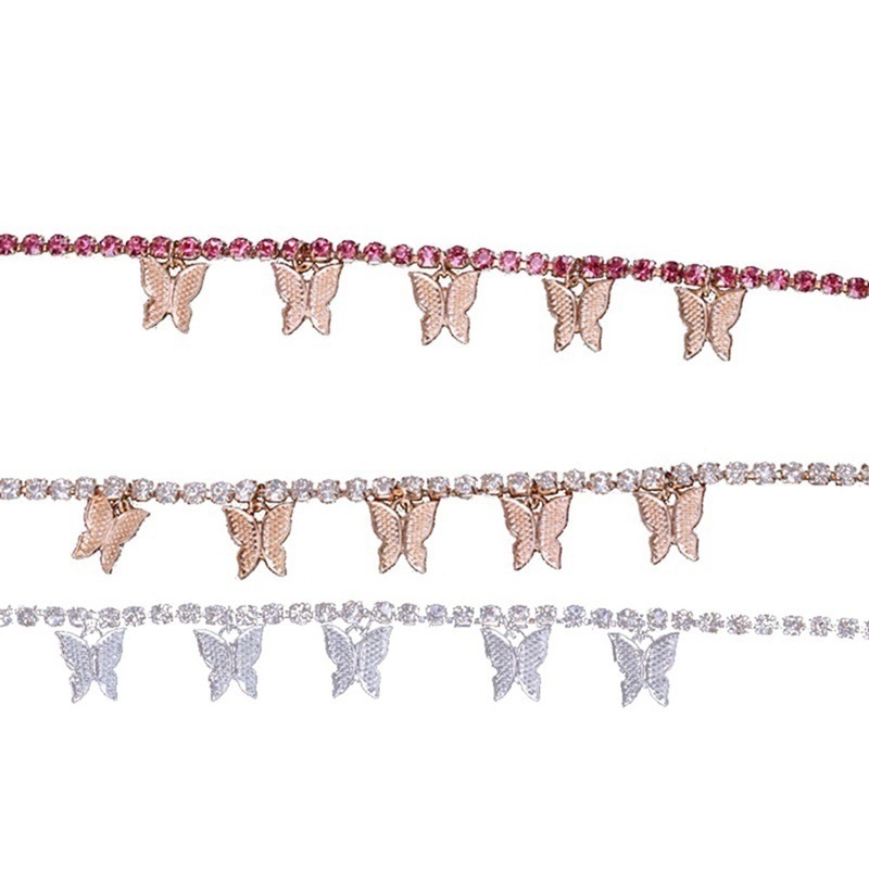 Fashion Simple Rhinestone Butterfly Fringe Beach Anklet display picture 6