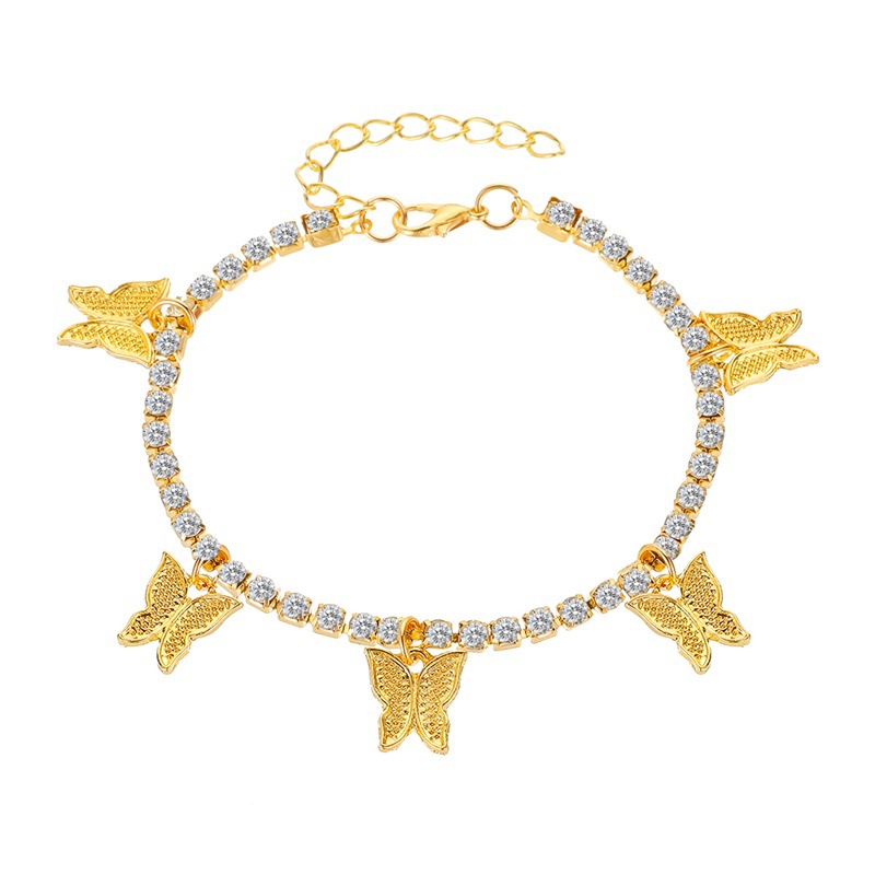 Fashion Simple Rhinestone Butterfly Fringe Beach Anklet display picture 9