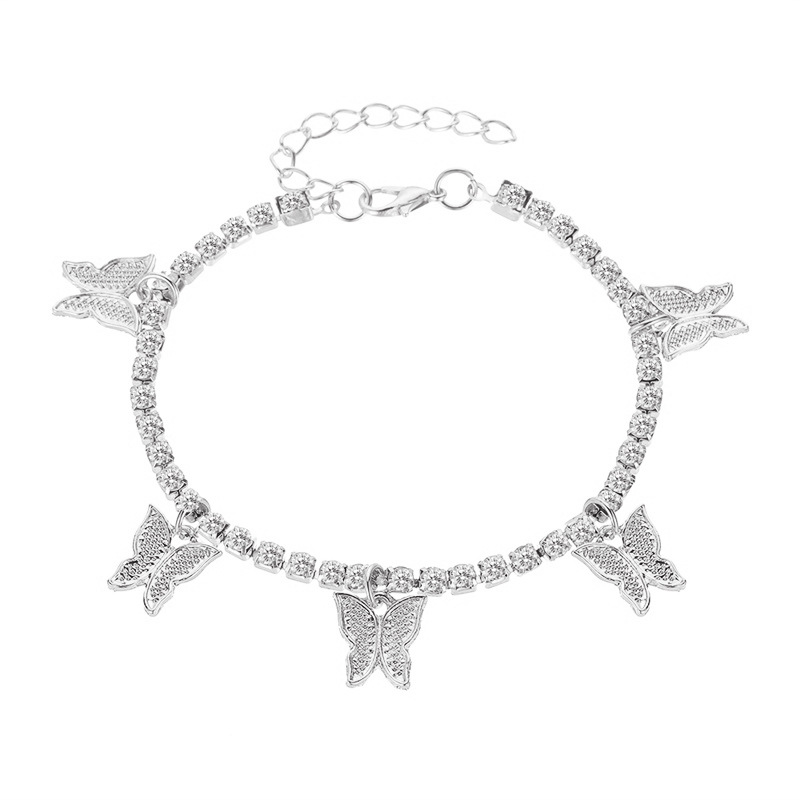 Fashion Simple Rhinestone Butterfly Fringe Beach Anklet display picture 11