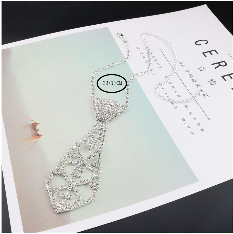 Mode Braut Inlay Voller Strass Tie Shaped Halskette Klaue Kette display picture 6