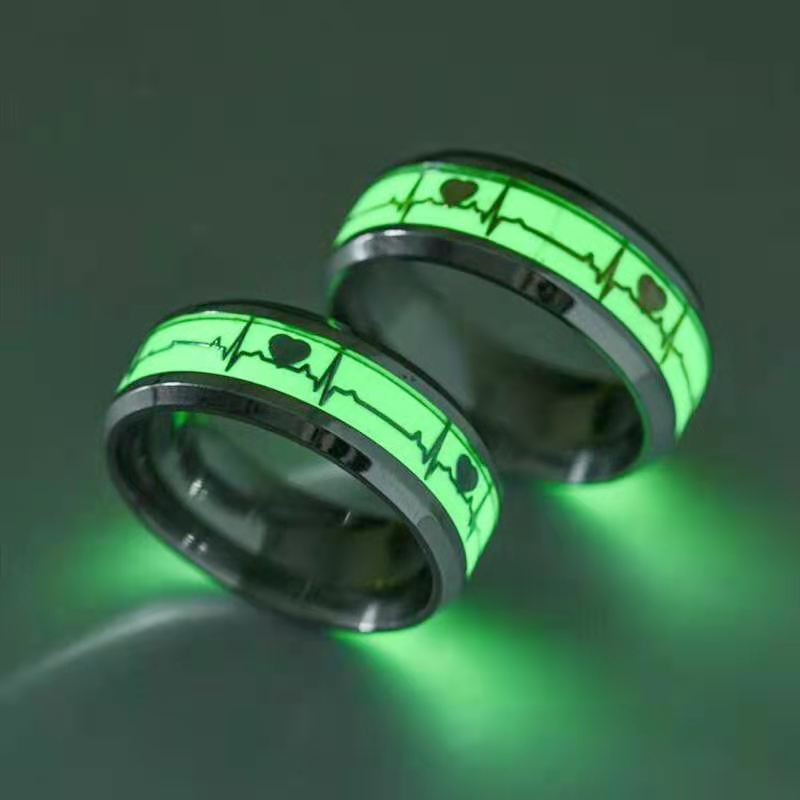 Fashion Electrocardiogram Stainless Steel Rings Plating No Inlaid Stainless Steel Rings display picture 1