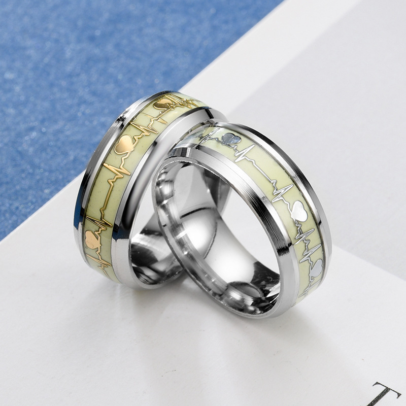 Fashion Electrocardiogram Stainless Steel Rings Plating No Inlaid Stainless Steel Rings display picture 4